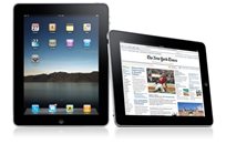 Front view of the iPad 2 working in portrait and landscape mode