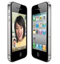 Side angle view of the iPhone 4, left with video chat, right with app icons