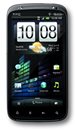 Front view of the HTC Sensation with home screen displayed