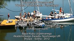 Praktyki terenowe z turystyki aktywnej - Żeglarstwo - Solina 2012